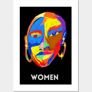 Colorful Women Face Illustration Posters and Art